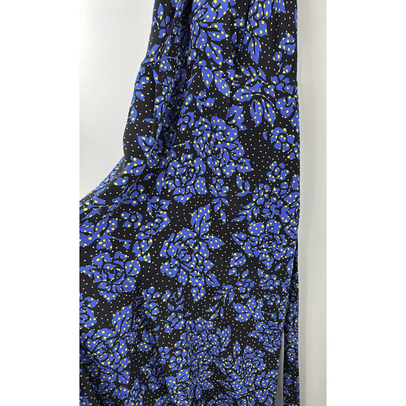 DVF Diane Von Furstenberg 100% Silk Black & Blue Halter Jumpsuit Women's Size 12 - Picture 11 of 16